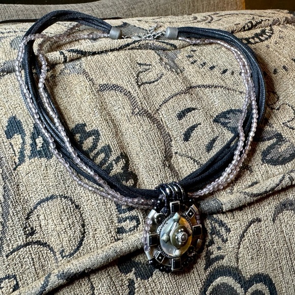 Bead and cord necklace with extender. - Picture 4 of 9